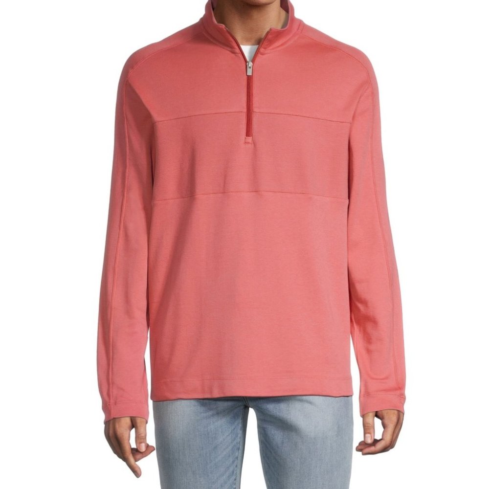 Van Heusen Mens Long Sleeve Quarter-Zip Pullover Shirt Size M L XL XXL Rose NWT